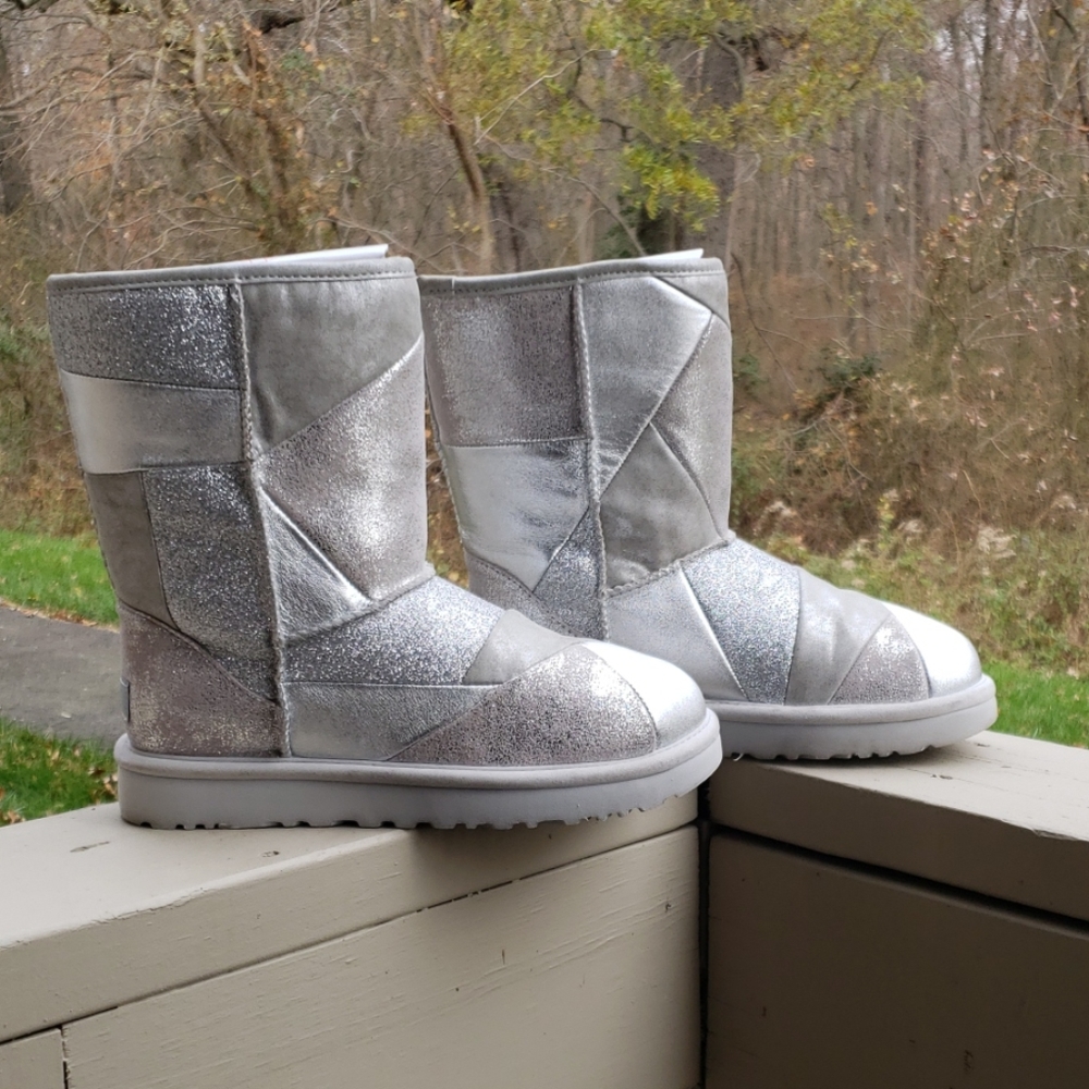 Ugg patchwork glitter silver boots!